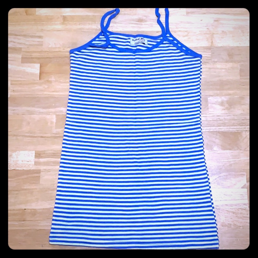 Michael Stars Blue and White Striped Tank Top
